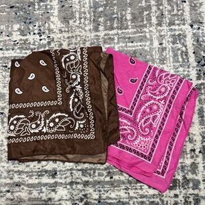Brown and Pink Paisley Bandanas